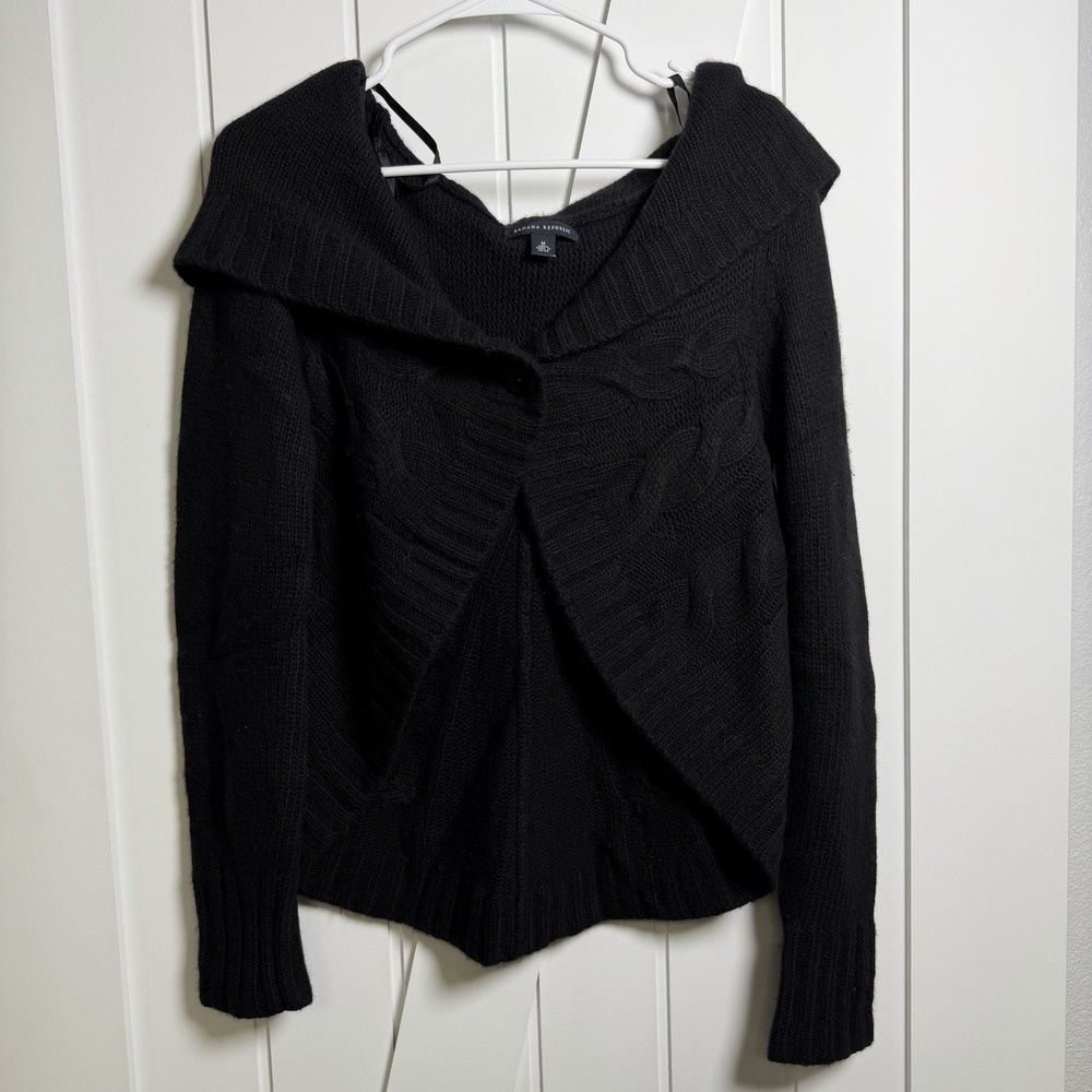 Banana Republic Women's Shawl Collar Cardigan Sweater Black Size Medium Cozy